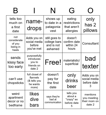 Red Flag Bingo Card
