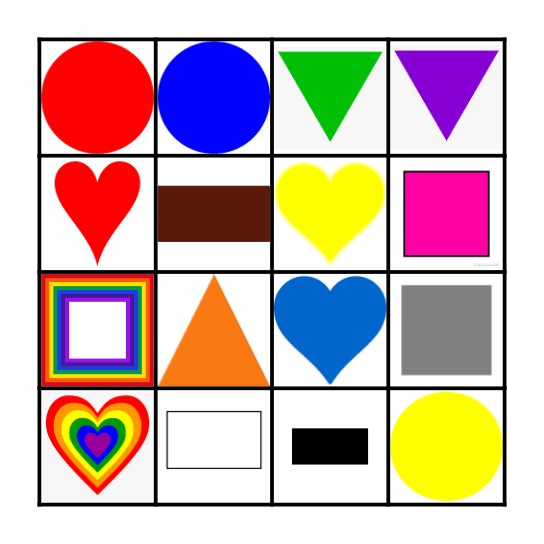 Formes et Couleurs Bingo Card