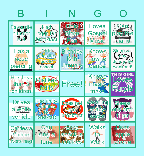 Get to know you Bingo! Bingo Card