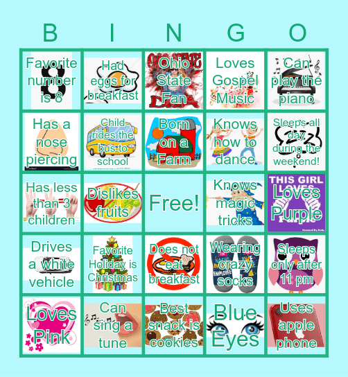 Get to know you Bingo! Bingo Card