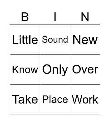 List 2A Bingo Card
