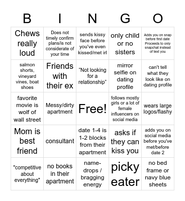 Red Flag Bingo Card
