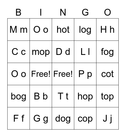 Oo Bingo Card