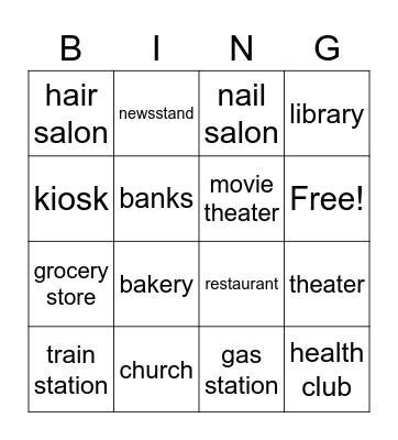 My Neighborhood Bingo Card