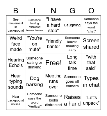 Meeting Time Bingo! Bingo Card