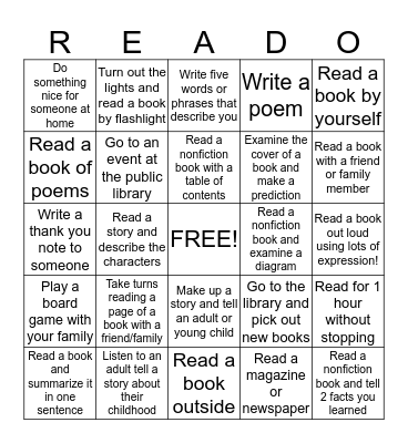 O'Donnell Library Read-O Bingo Card