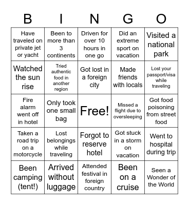 TQC Travel Bingo Card