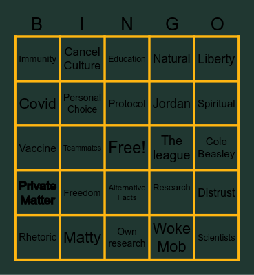 Aaron Rodgers Presser Bingo Card