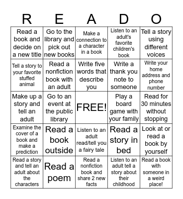 O'Donnell Library Read-O Bingo Card