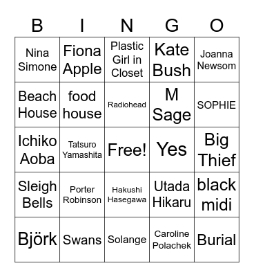 Enrique Music Bingo Card