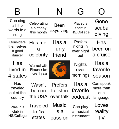 VA Team Building Bingo Card