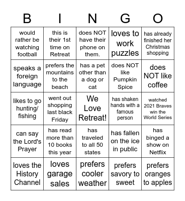 Find a lady who... Bingo Card