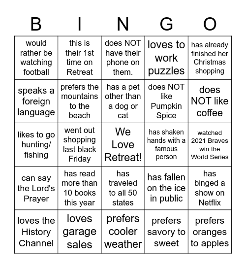 Find a lady who... Bingo Card