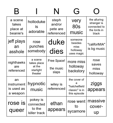 killer track predictions Bingo Card
