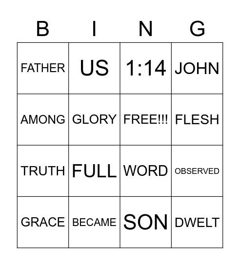 BIBLE VERSE BINGO Card