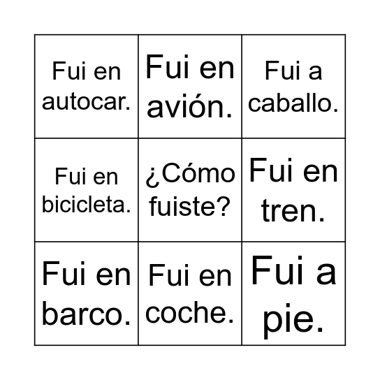 Bingo ¿Cómo fuiste? Bingo Card