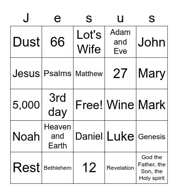 Bible Bingo Card