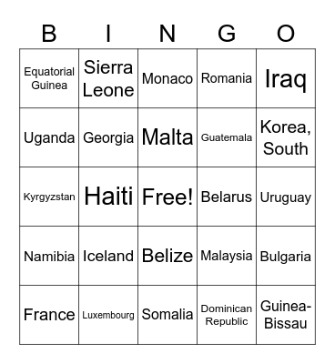 World Bingo Card