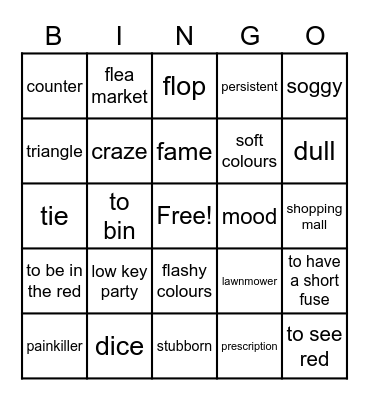 Thursday Class:) Bingo Card