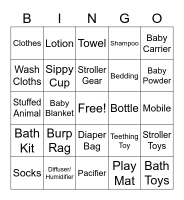 Bates Baby Bingo Card