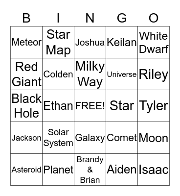 Our Solar System Bingo Card