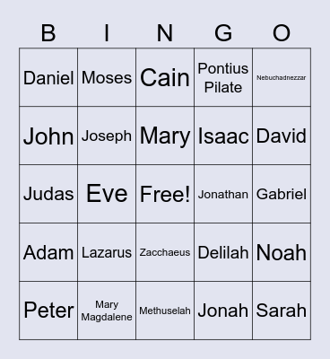 Bible Characters Bingo Card