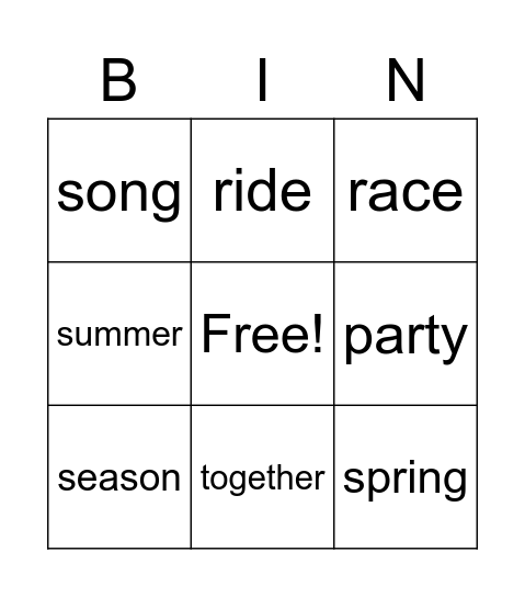 201-300 Amber Bingo Card