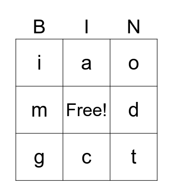 Kindergarten Unit 3 (1st 8 sounds) Bingo Card