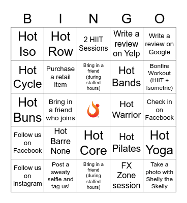 HOTWORX San Jose Bingo Card
