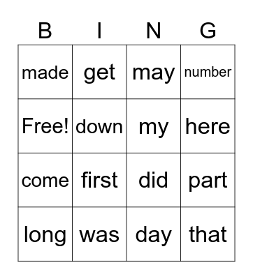 Untitled Bingo Card