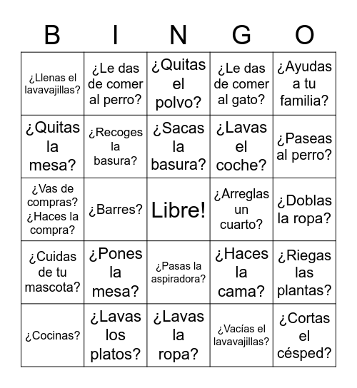 Bingo con los compañeros Bingo Card