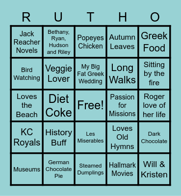 Ruth Ann is 60! Bingo Card