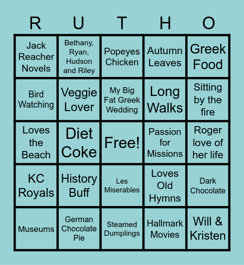 Ruth Ann is 60! Bingo Card