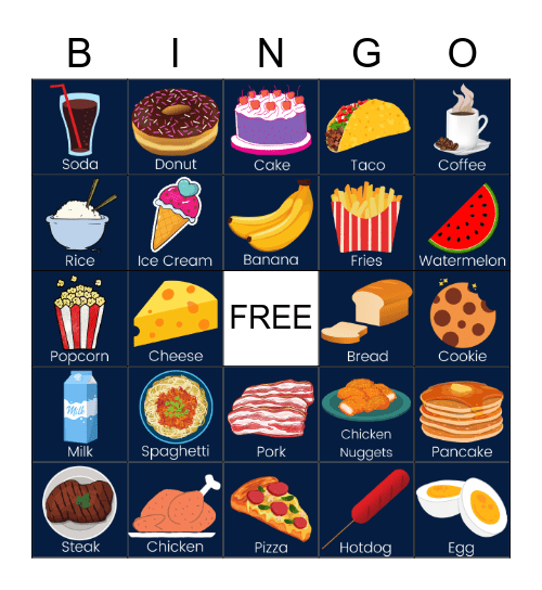 Food Bingo Card