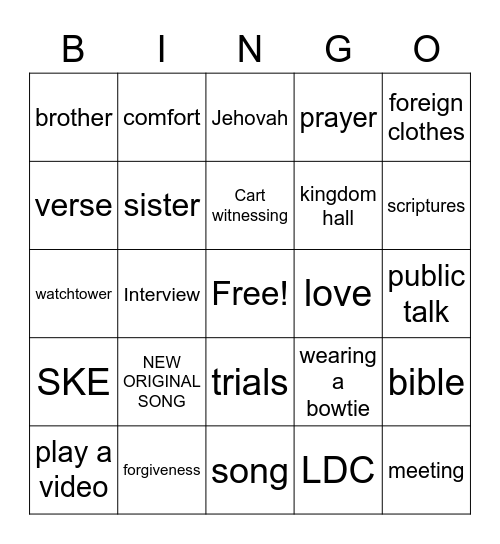 Broadcast Bingo Card