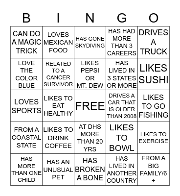 GET TO KNOW YOU BING Bingo Card