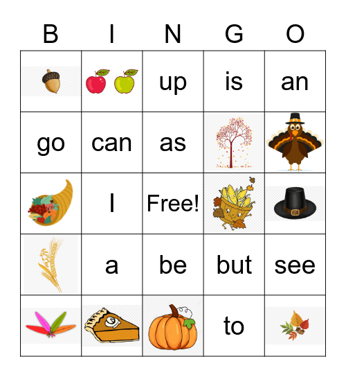 Thanksgiving Bingo Card