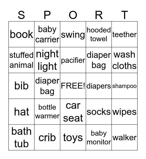 BABY SHOWER BINGO Card