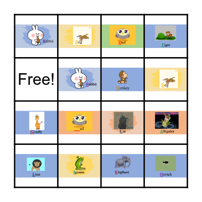 ANIMALS :) Bingo Card