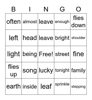 Aiden's Bingo Game Bingo Card