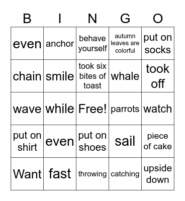 Jimin's Bingo Card