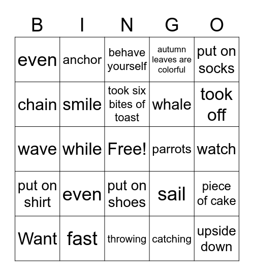 Jimin's Bingo Card