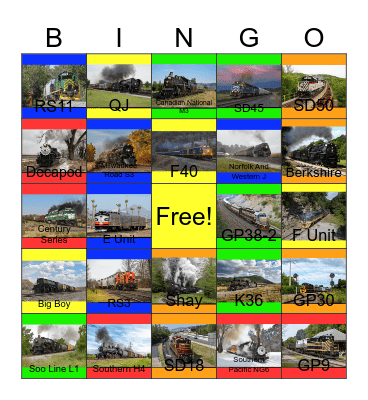 Railroads Across North America Bingo Card