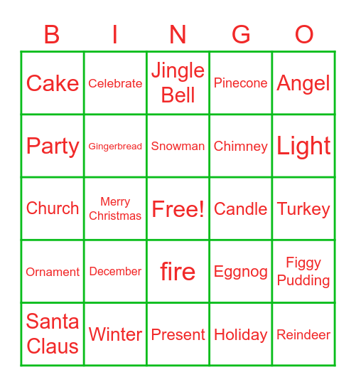 Hello Santa! Bingo Card