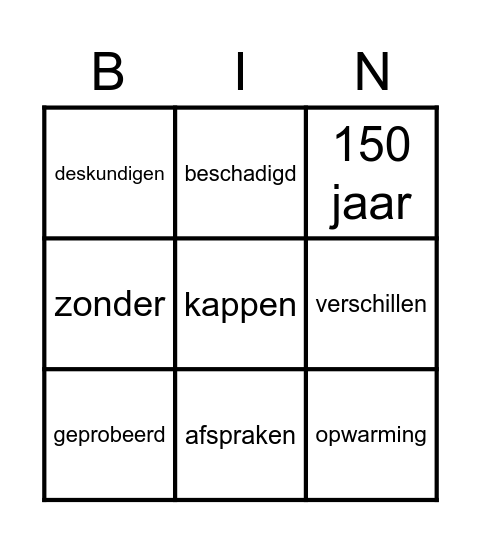 klimaattop Bingo Card