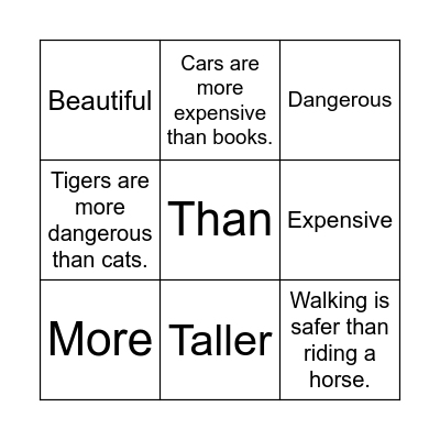 COMPARISONS II Bingo Card