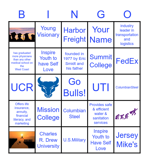 PAL College and Career Fair Bingo Card