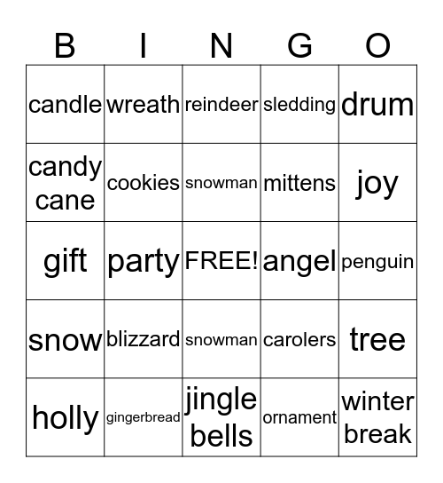 Winter Bingo Card