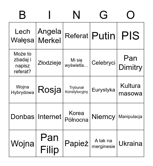 Imo Socjologia Bingo Card