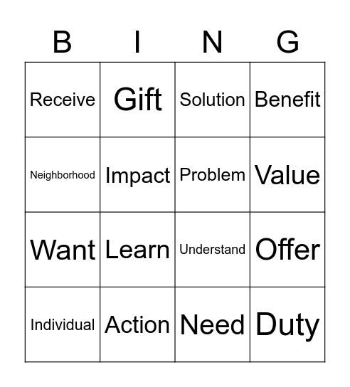 Happy to Help Bingo Card